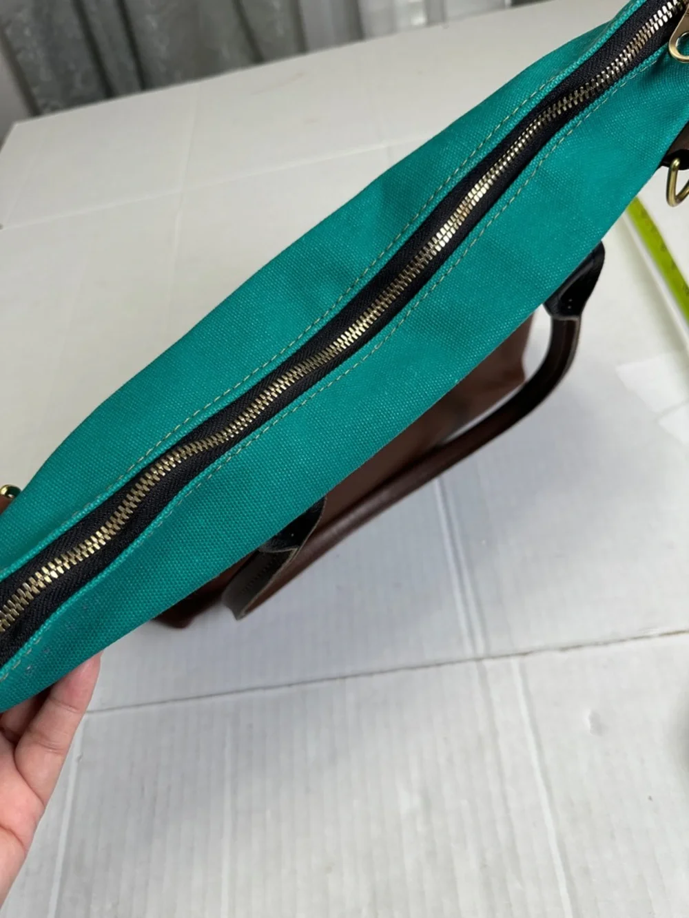R. Riveter‎ Green Canvas Tote Bag Green